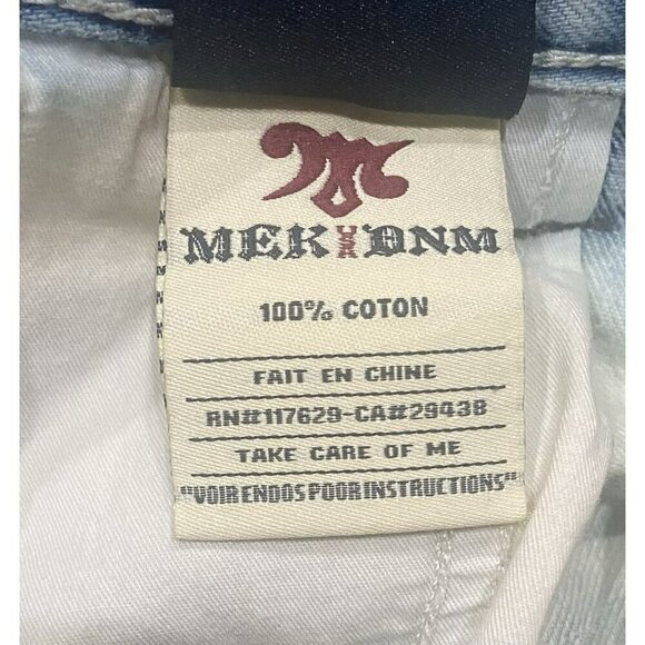 Mek Denim USA Jeans Bilbao Mens 40x34 Straight Distressed Embroidered Light Wash - Picture 10 of 12